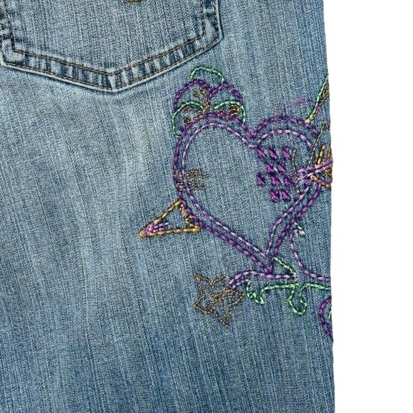 Tommy Jeans Jrs SZ 9 Flare Floral Embroidered Stretch Pocket Zip-Fly Frayed Hems - Picture 6 of 11